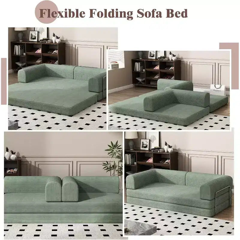 Sofá Cama Convertible, Sofá Cama de Pana con Esponja de Alta Densidad, Sofá Cama Modular para Sala de Estar, Salón o Estudio