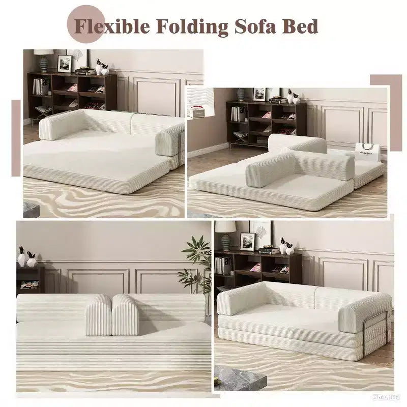 Sofá Cama Convertible, Sofá Cama de Pana con Esponja de Alta Densidad, Sofá Cama Modular para Sala de Estar, Salón o Estudio