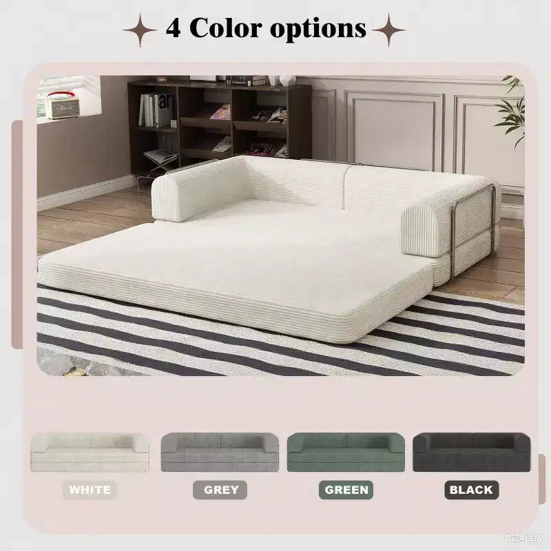 Sofá Cama Convertible, Sofá Cama de Pana con Esponja de Alta Densidad, Sofá Cama Modular para Sala de Estar, Salón o Estudio