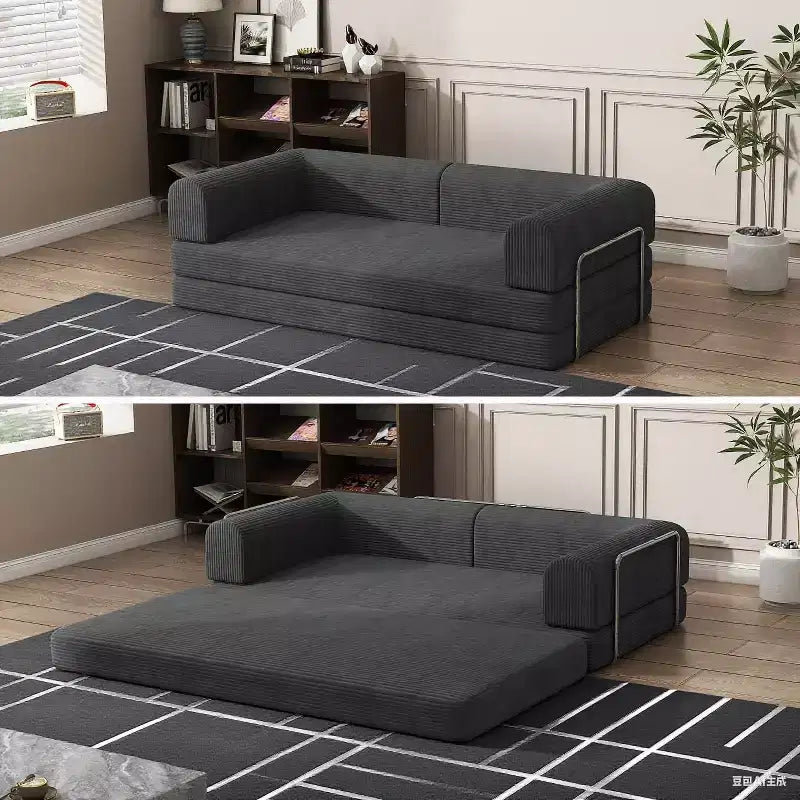 Sofá Cama Convertible, Sofá Cama de Pana con Esponja de Alta Densidad, Sofá Cama Modular para Sala de Estar, Salón o Estudio