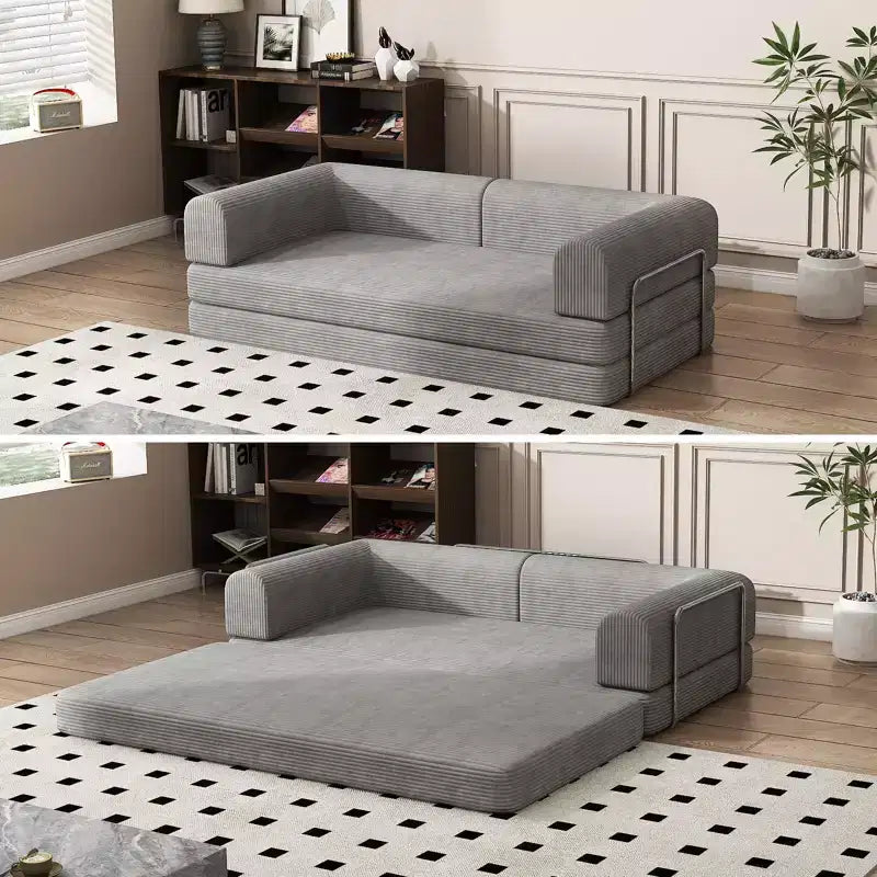 Sofá Cama Convertible, Sofá Cama de Pana con Esponja de Alta Densidad, Sofá Cama Modular para Sala de Estar, Salón o Estudio