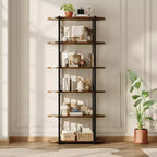 Estantería industrial de 6 niveles - Librero de 71 pulgadas de alto con estructura de metal y estantes de MDF, estantería de almacenamiento independiente para sala de estar, dormitorio, hogar