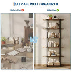 Estantería industrial de 6 niveles - Librero de 71 pulgadas de alto con estructura de metal y estantes de MDF, estantería de almacenamiento independiente para sala de estar, dormitorio, hogar