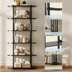 Estantería industrial de 6 niveles - Librero de 71 pulgadas de alto con estructura de metal y estantes de MDF, estantería de almacenamiento independiente para sala de estar, dormitorio, hogar