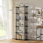Estantería industrial de 6 niveles - Librero de 71 pulgadas de alto con estructura de metal y estantes de MDF, estantería de almacenamiento independiente para sala de estar, dormitorio, hogar