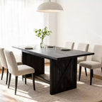 Mesa de comedor rectangular Homy Casa con base en X, estilo industrial de granja para comedor, madera negra