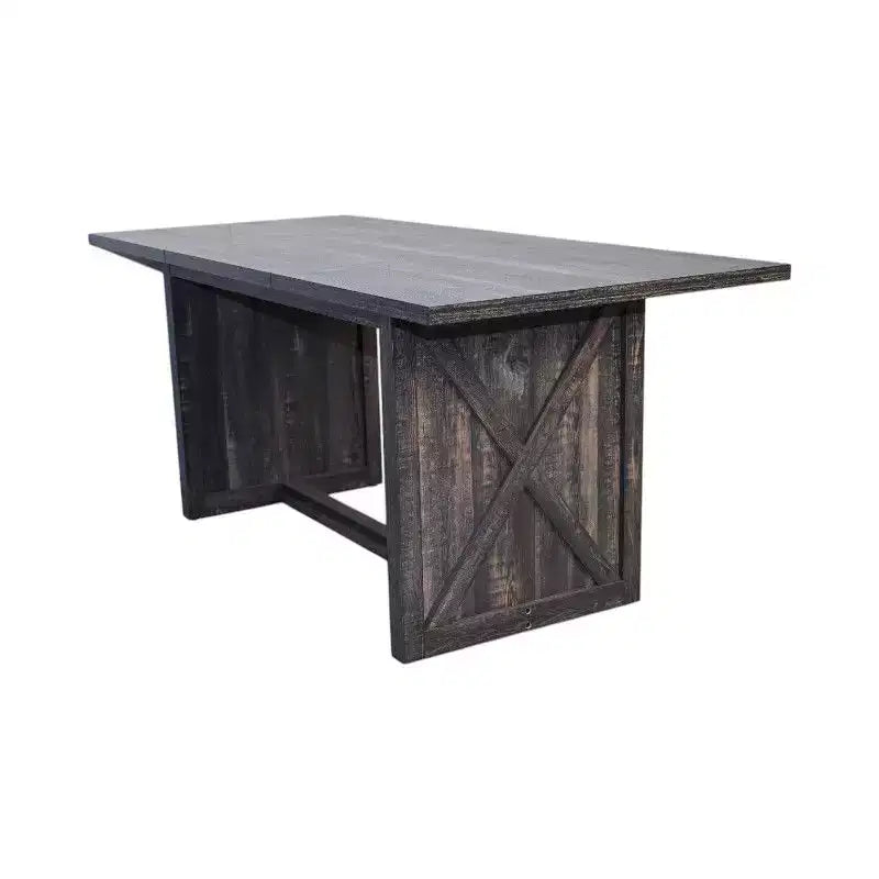 Mesa de comedor rectangular Homy Casa con base en X, estilo industrial de granja para comedor, madera negra