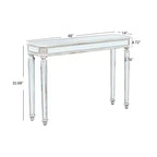 Mesa consola vintage Okak de 48 pulgadas con tallado de vetas de madera, mesa decorativa con superficie de espejo, mesa de pasillo para sala de estar, entrada