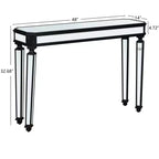 Mesa consola vintage Okak de 48 pulgadas con tallado de vetas de madera, mesa decorativa con superficie de espejo, mesa de pasillo para sala de estar, entrada