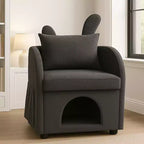 Sillón Okak Simple y Lindo con Orejas de Conejo y Escondite Incorporado para Gatos y Perros, Sillón Individual para Mascotas Ideal para Dormitorio, Sala de Estar