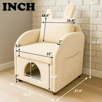 Sillón Okak Simple y Lindo con Orejas de Conejo y Escondite Incorporado para Gatos y Perros, Sillón Individual para Mascotas Ideal para Dormitorio, Sala de Estar