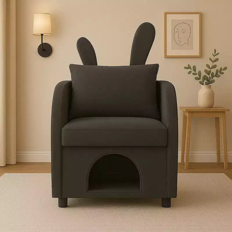 Sillón Okak Simple y Lindo con Orejas de Conejo y Escondite Incorporado para Gatos y Perros, Sillón Individual para Mascotas Ideal para Dormitorio, Sala de Estar