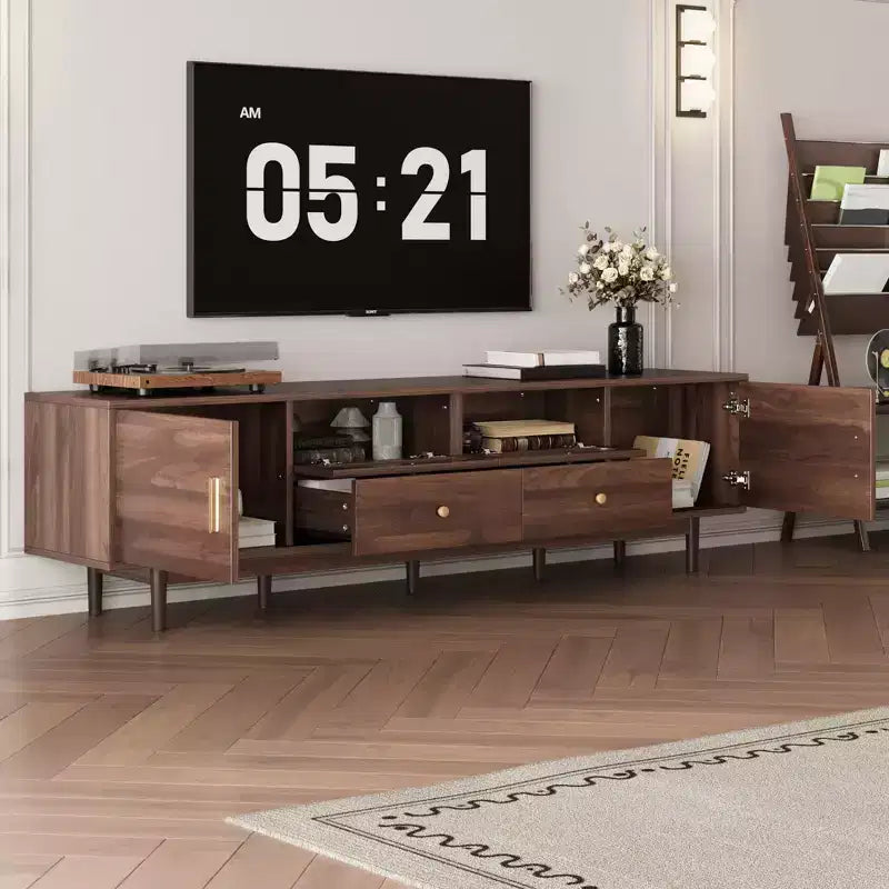 Mueble para TV para televisores de hasta 85 pulgadas, consola de TV rústica, mueble de TV con cajones, marrón - ModernLuxe