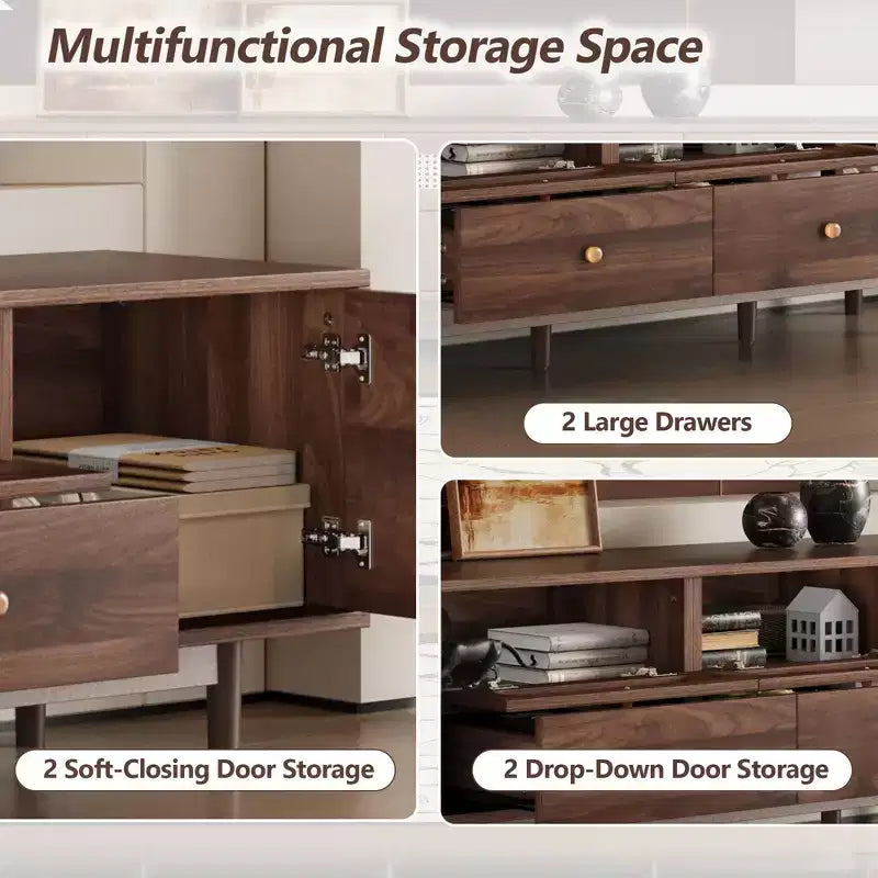 Mueble para TV para televisores de hasta 85 pulgadas, consola de TV rústica, mueble de TV con cajones, marrón - ModernLuxe