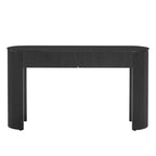 Okak Mesa de Consola Moderna de 54 Pulgadas con Diseño Acanalado, Mesa de Entrada con 2 Cajones de Almacenamiento y Tapa Ovalada, Mesa Decorativa para Pasillo, Sala de Estar, Negra