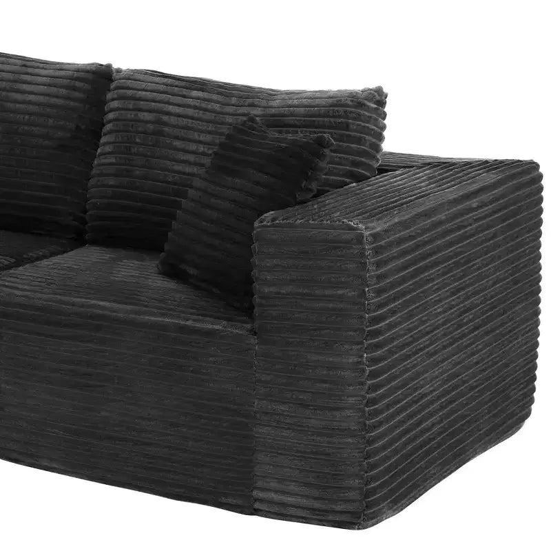 Dovelina Sofá Seccional Modular de Pana con 3 Asientos, Sofá Moderno y Cómodo Tapizado en Forma de L con Almohadas Suaves