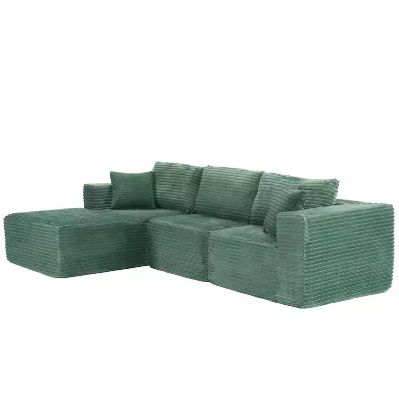 Dovelina Sofá Seccional Modular de Pana con 3 Asientos, Sofá Moderno y Cómodo Tapizado en Forma de L con Almohadas Suaves