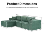 Dovelina Sofá Seccional Modular de Pana con 3 Asientos, Sofá Moderno y Cómodo Tapizado en Forma de L con Almohadas Suaves