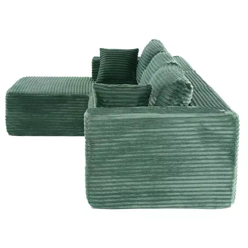 Dovelina Sofá Seccional Modular de Pana con 3 Asientos, Sofá Moderno y Cómodo Tapizado en Forma de L con Almohadas Suaves