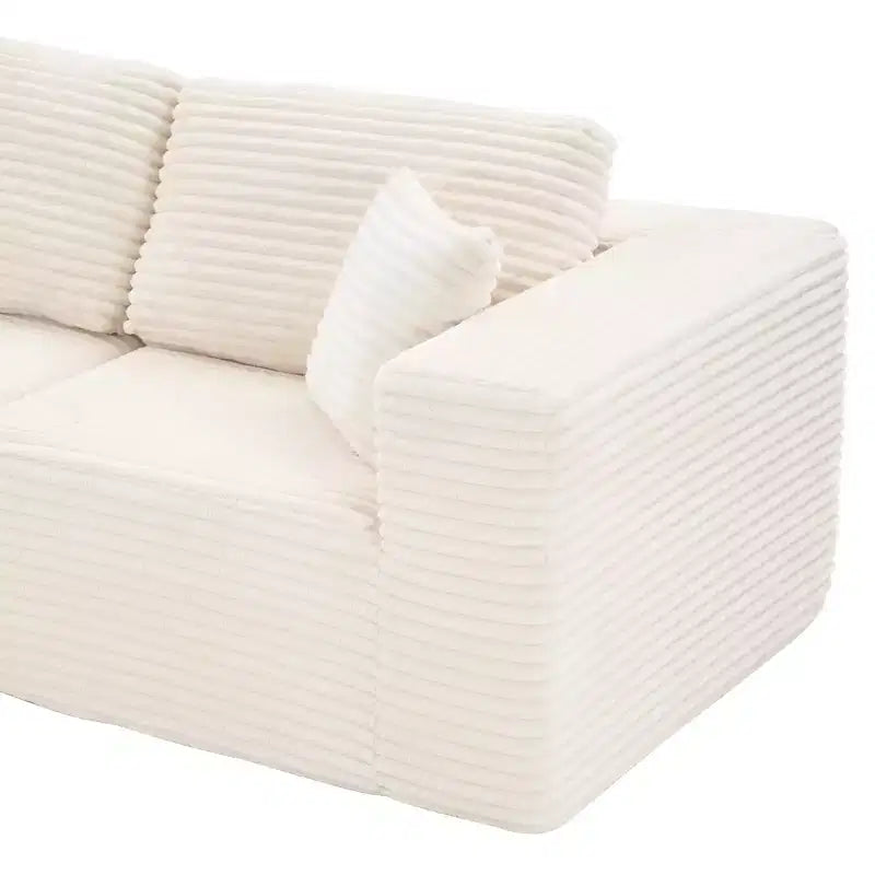 Dovelina Sofá Seccional Modular de Pana con 3 Asientos, Sofá Moderno y Cómodo Tapizado en Forma de L con Almohadas Suaves