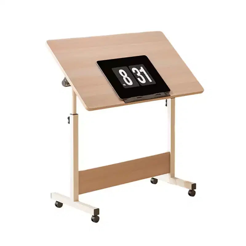 Escritorio de pie ajustable (80x40cm, 65-87cm de altura) Escritorio de computadora móvil y plegable con ruedas para oficina en casa, mesa rodante para portátil
