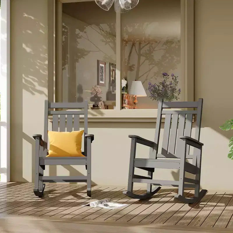 Mecedoras grandes de HDPE para exteriores, mecedoras resistentes para patio para todo tipo de clima, mecedoras duraderas para porche, patio delantero, terraza, jardín