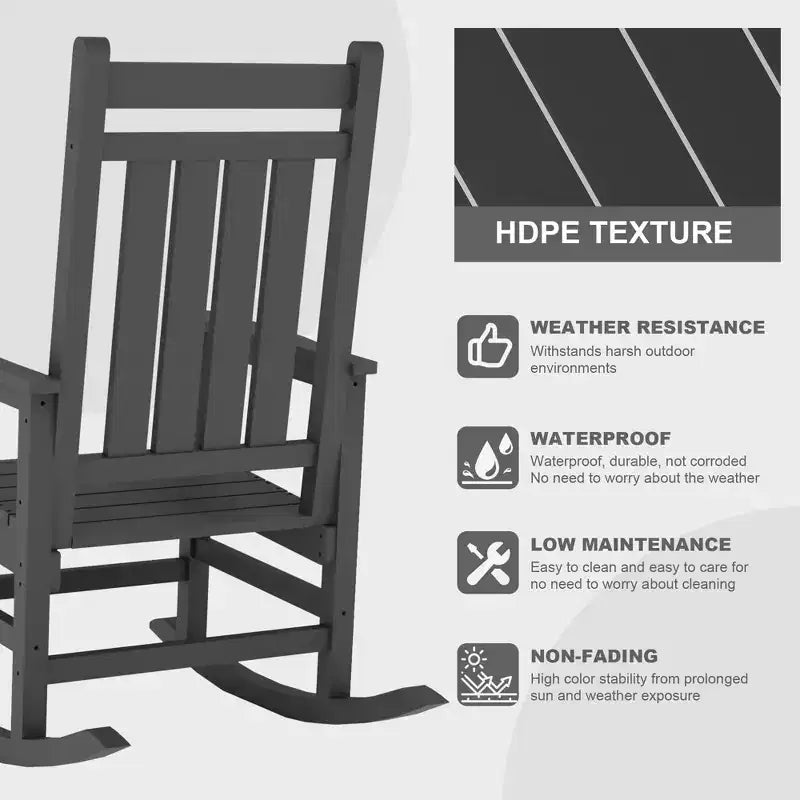 Mecedoras grandes de HDPE para exteriores, mecedoras resistentes para patio para todo tipo de clima, mecedoras duraderas para porche, patio delantero, terraza, jardín