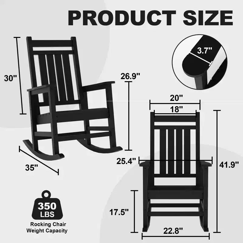 Mecedoras grandes de HDPE para exteriores, mecedoras resistentes para patio para todo tipo de clima, mecedoras duraderas para porche, patio delantero, terraza, jardín