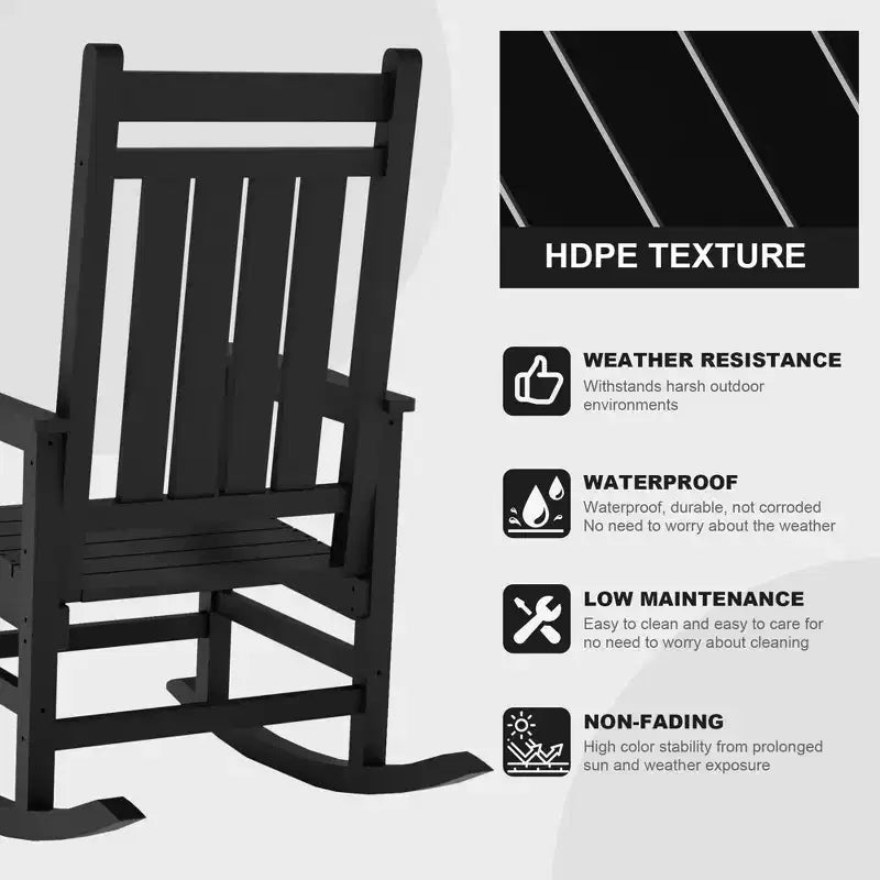 Mecedoras grandes de HDPE para exteriores, mecedoras resistentes para patio para todo tipo de clima, mecedoras duraderas para porche, patio delantero, terraza, jardín