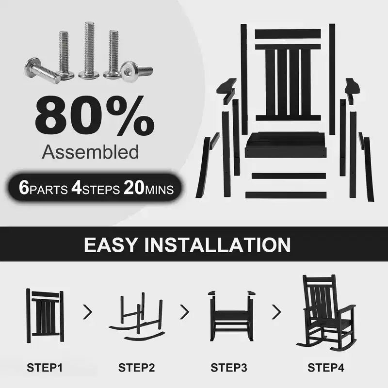 Mecedoras grandes de HDPE para exteriores, mecedoras resistentes para patio para todo tipo de clima, mecedoras duraderas para porche, patio delantero, terraza, jardín