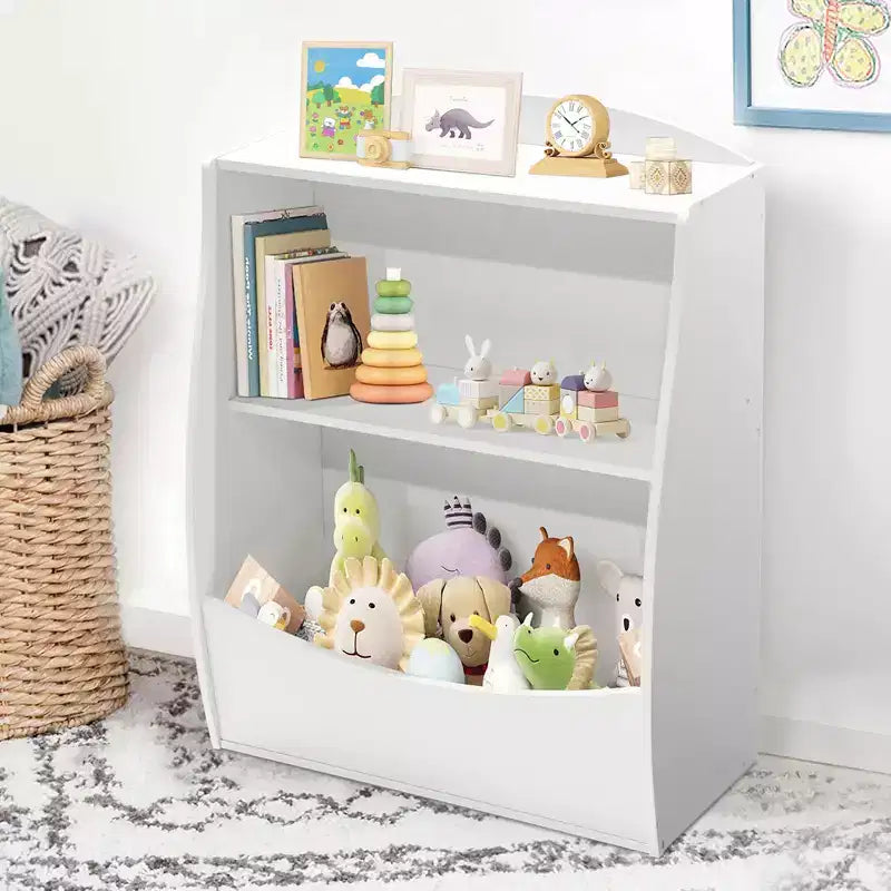 Estantería infantil - Organizador de almacenamiento de libros, Armario de almacenamiento de juguetes de doble capa para niños con compartimentos abiertos para dormitorio, habitación infantil, sala de juegos