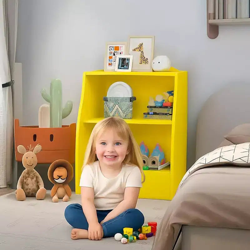 Estantería infantil - Organizador de almacenamiento de libros, Armario de almacenamiento de juguetes de doble capa para niños con compartimentos abiertos para dormitorio, habitación infantil, sala de juegos