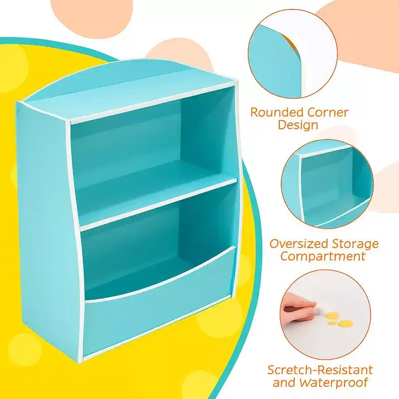 Estantería infantil - Organizador de almacenamiento de libros, Armario de almacenamiento de juguetes de doble capa para niños con compartimentos abiertos para dormitorio, habitación infantil, sala de juegos