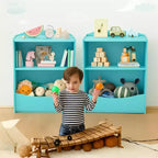 Estantería infantil - Organizador de almacenamiento de libros, Armario de almacenamiento de juguetes de doble capa para niños con compartimentos abiertos para dormitorio, habitación infantil, sala de juegos