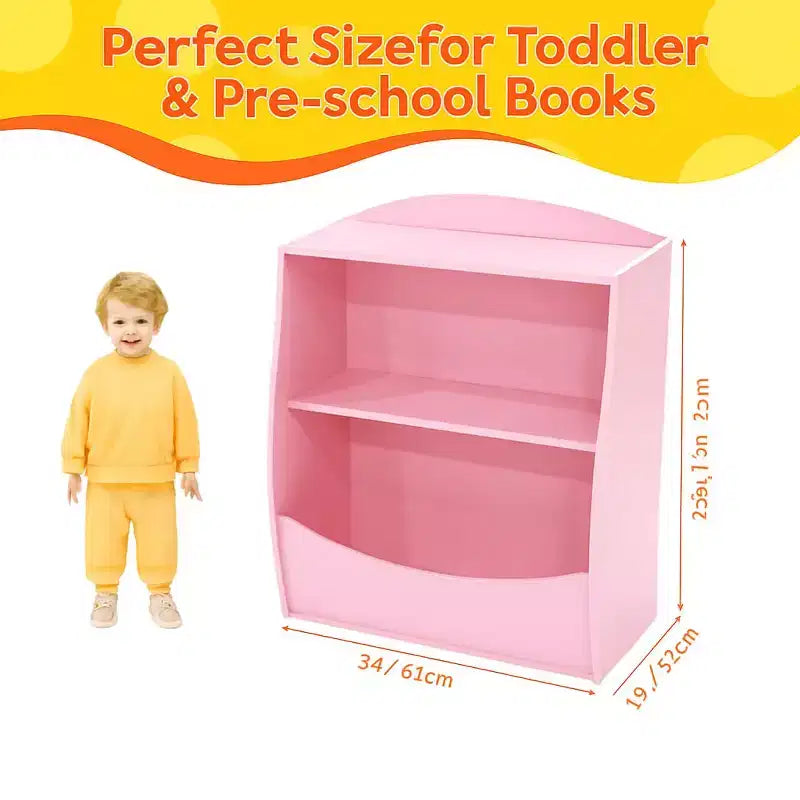 Estantería infantil - Organizador de almacenamiento de libros, Armario de almacenamiento de juguetes de doble capa para niños con compartimentos abiertos para dormitorio, habitación infantil, sala de juegos