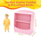Estantería infantil - Organizador de almacenamiento de libros, Armario de almacenamiento de juguetes de doble capa para niños con compartimentos abiertos para dormitorio, habitación infantil, sala de juegos