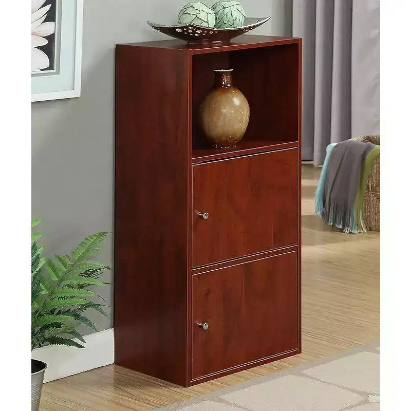 Armarios utilitarios de madera de cerezo HomeStock de 48 pulgadas de alto y 24 pulgadas de ancho con 2 puertas y 2 estantes