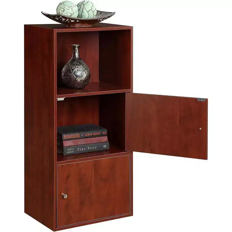 Armarios utilitarios de madera de cerezo HomeStock de 48 pulgadas de alto y 24 pulgadas de ancho con 2 puertas y 2 estantes
