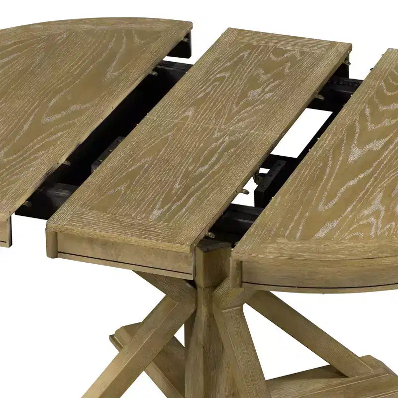 Mesa de comedor extensible retro Okak de 54 pulgadas, mesa plegable con hoja de 12 pulgadas, mesa redonda para comedor, sala de estar, cocina