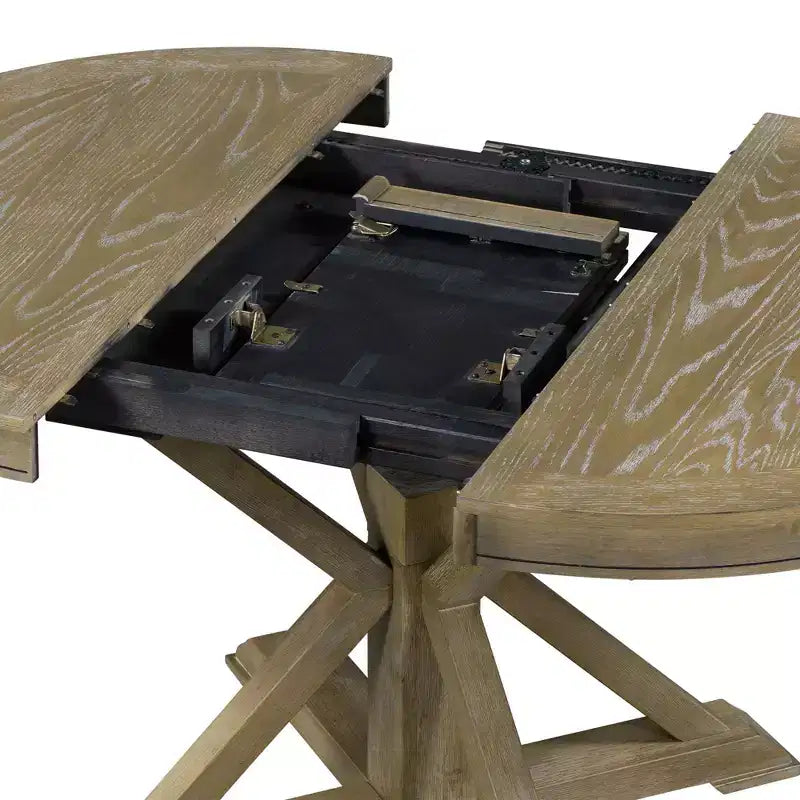 Mesa de comedor extensible retro Okak de 54 pulgadas, mesa plegable con hoja de 12 pulgadas, mesa redonda para comedor, sala de estar, cocina