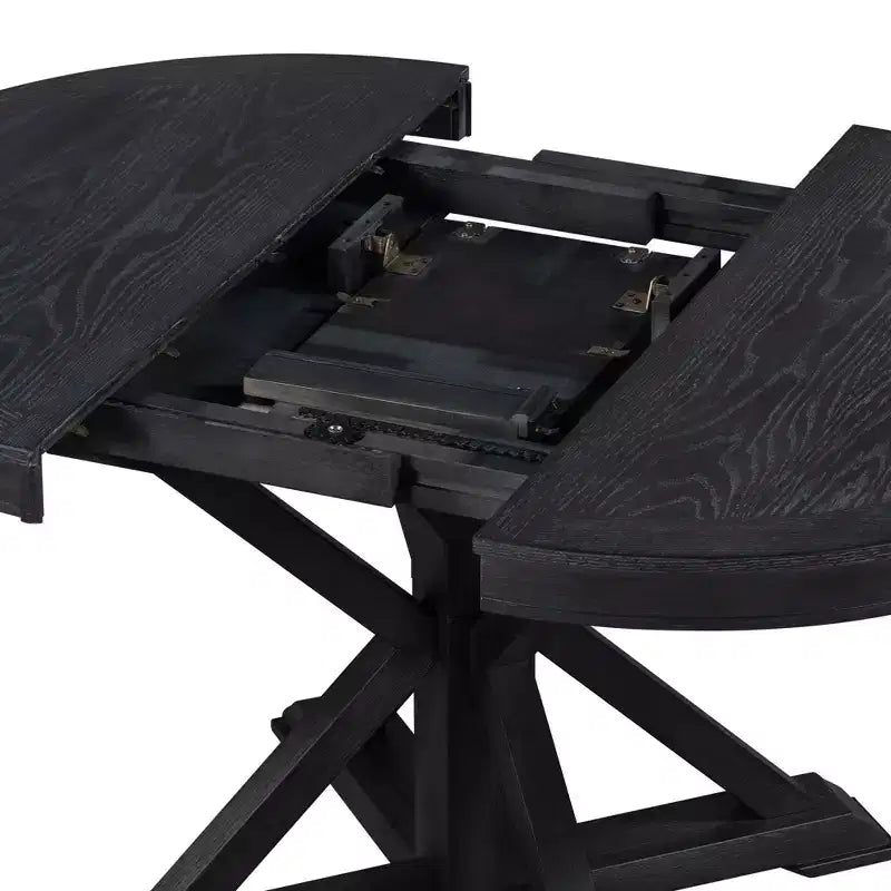 Mesa de comedor extensible retro Okak de 54 pulgadas, mesa plegable con hoja de 12 pulgadas, mesa redonda para comedor, sala de estar, cocina