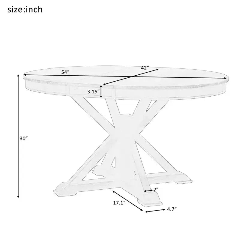 Mesa de comedor extensible retro Okak de 54 pulgadas, mesa plegable con hoja de 12 pulgadas, mesa redonda para comedor, sala de estar, cocina