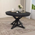 Mesa de comedor extensible retro Okak de 54 pulgadas, mesa plegable con hoja de 12 pulgadas, mesa redonda para comedor, sala de estar, cocina