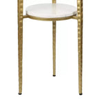 JONATHAN Y Seraphina 24.75 Mesa auxiliar decorativa y mesa de bebidas industrial de 2 niveles con estructura metálica y superficie redonda de mármol blanco