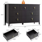 Cómoda para dormitorio con 7 cajones, cómoda moderna de 137 cm de ancho con tirador metálico, cómoda para TV, organizador de cajones de madera para dormitorio