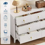 Cómoda para dormitorio con 7 cajones, cómoda moderna de 137 cm de ancho con tirador metálico, cómoda para TV, organizador de cajones de madera para dormitorio