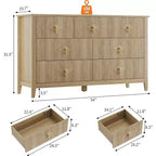 Cómoda para dormitorio con 7 cajones, cómoda moderna de 137 cm de ancho con tirador metálico, cómoda para TV, organizador de cajones de madera para dormitorio