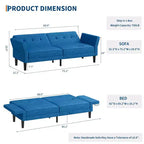 Sofá Cama Futón 89, Sofá Cama Convertible con Respaldo y Reposabrazos Ajustables, Sofá Cama Moderno para Sala de Estar, Dormitorio, Apartamentos