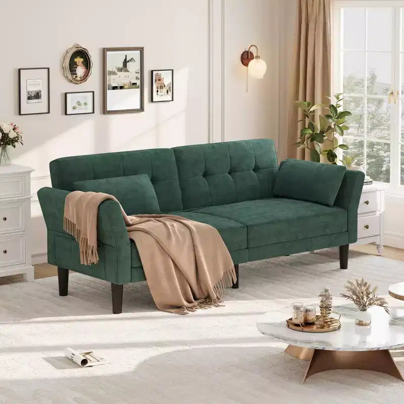 Sofá Cama Futón 89, Sofá Cama Convertible con Respaldo y Reposabrazos Ajustables, Sofá Cama Moderno para Sala de Estar, Dormitorio, Apartamentos