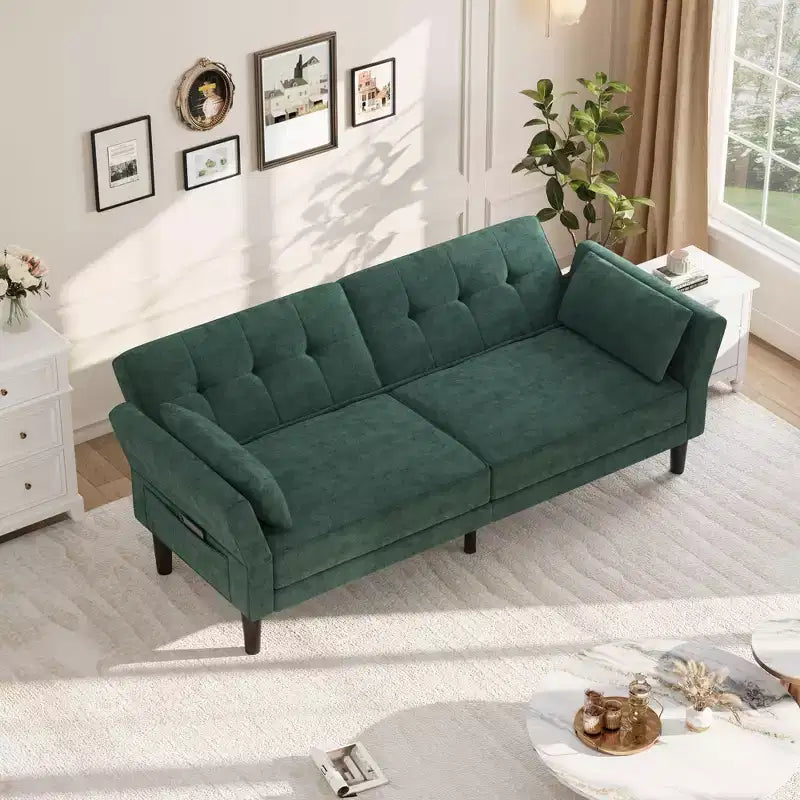 Sofá Cama Futón 89, Sofá Cama Convertible con Respaldo y Reposabrazos Ajustables, Sofá Cama Moderno para Sala de Estar, Dormitorio, Apartamentos